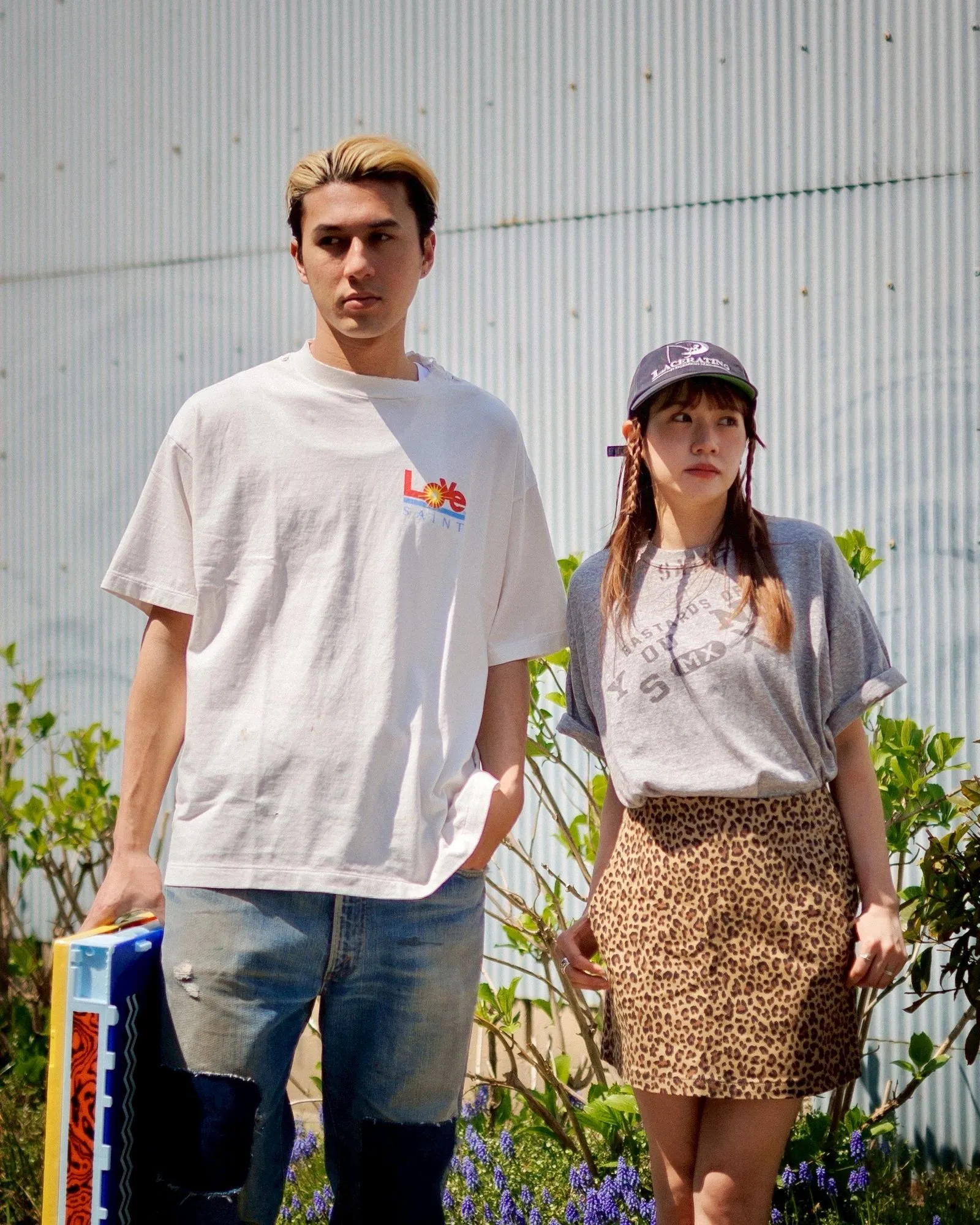 SAINT Mxxxxxx 25SS LOVE_SS TEE/WHT LOVE little sun destroyed washed distressed short sleeves off-white S-XL rainbow OE yarn original version consistent tube woven side seam fabric re-washed distressed craftsmanship of cut and damaged holes hand-made graffiti splashed ink original consistent main mark/wash mark/little angel anti-counterfeiting mark